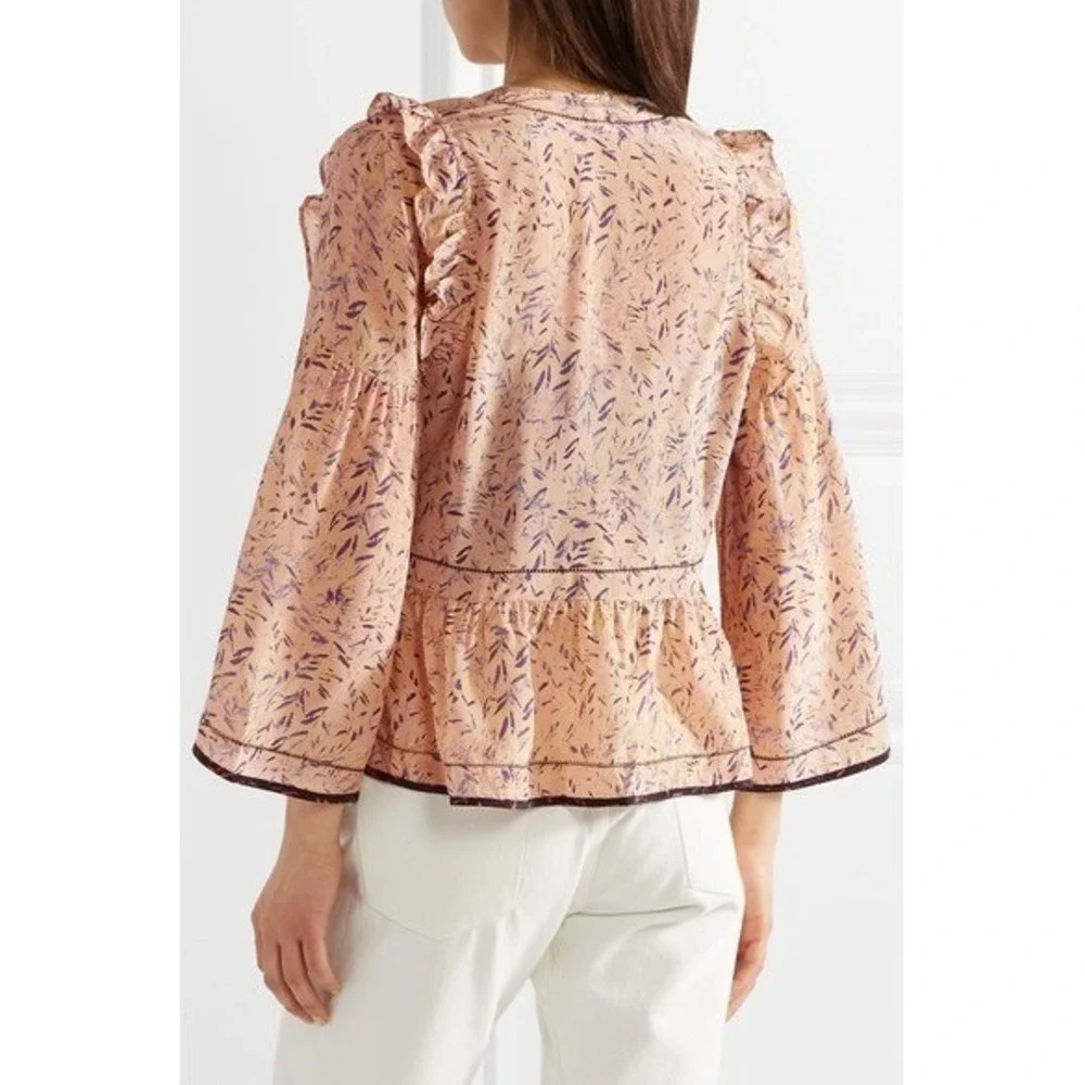 $400+ IRO Tie-front Floral Silk Ruffled Blouse Boho Indie Fairy Romantic Y2K/6 - Picture 4 of 11